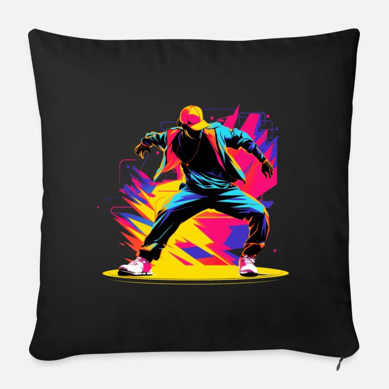 90er Farben Breakdancer - Sofakissen mit Füllung 45 x 45 cm - Schwarz