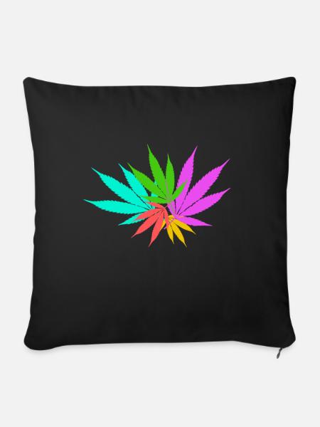 Buntes Hanf - Sofakissen mit Füllung 45 x 45 cm - Schwarz