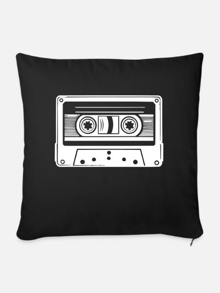 audio kassette - Sofakissen mit Füllung 45 x 45 cm - Schwarz
