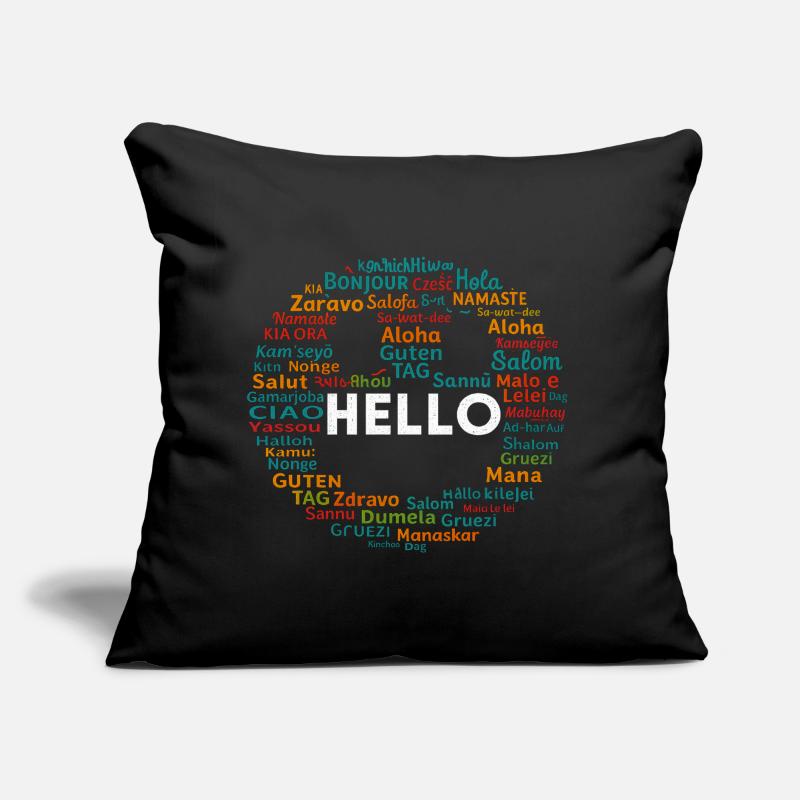 Commencez par Hello Different World Language Learning Coussin et housse de 45 x 45 cm