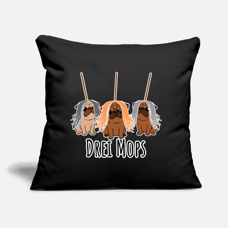 Zwei Mops - Hunde oder Putzgeräte? Hunde Humor? Sofakissen mit Füllung 45 x 45 cm