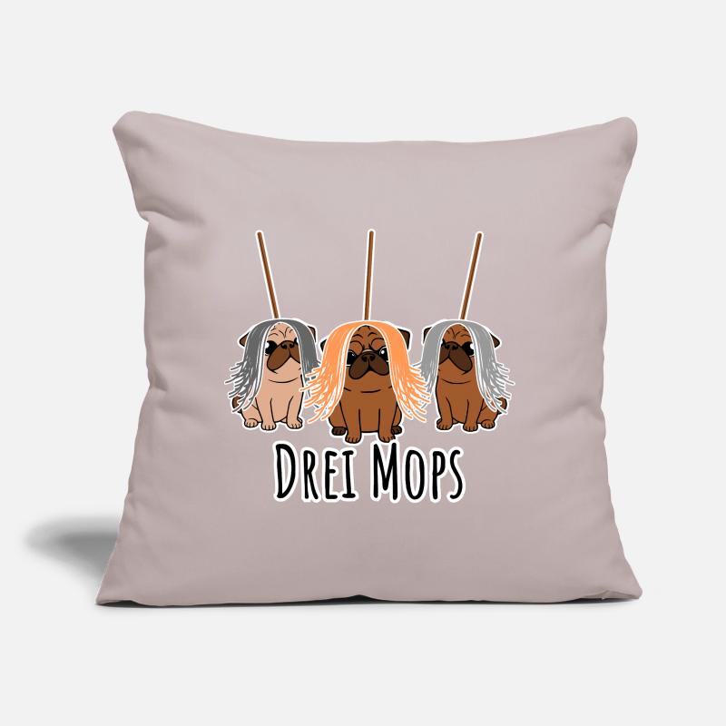 Zwei Mops - Hunde oder Putzgeräte? Hunde Humor? Sofakissen mit Füllung 45 x 45 cm