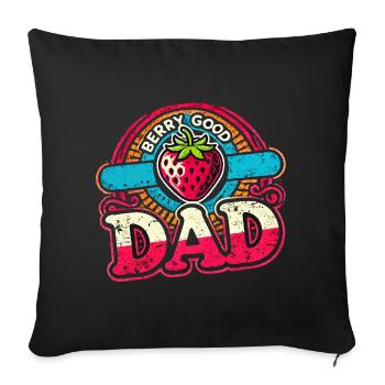 Berry Bon papa, Drôle Père fraise - Coussin et housse de 45 x 45 cm - noir - Devant