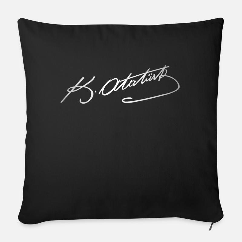 Atatuerk imza - Coussin et housse de 45 x 45 cm - noir