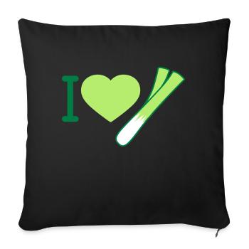 J'aime les poireaux - Coussin et housse de 45 x 45 cm - noir - Devant