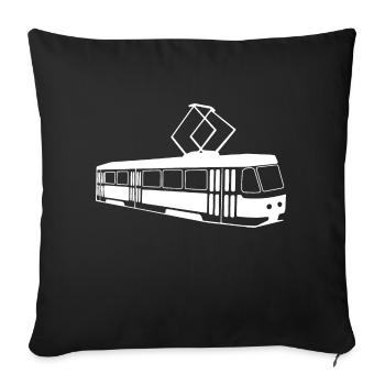 Straßenbahn Geschenk - Sofakissen mit Füllung 45 x 45 cm - Schwarz - Vorne