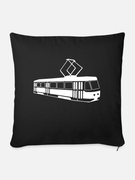 Straßenbahn Geschenk - Sofakissen mit Füllung 45 x 45 cm - Schwarz
