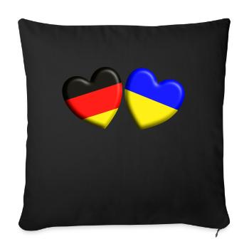 Allemagne Ukraine Solidarité unie dans le cœur - Coussin et housse de 45 x 45 cm - noir - Devant
