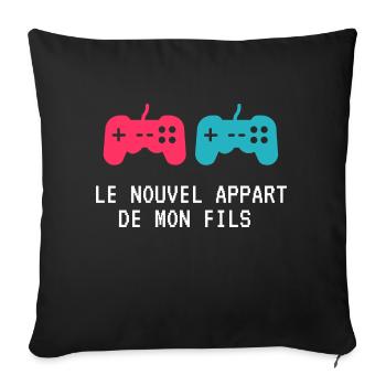 Le nouvel appart de mon fils - Coussin et housse de 45 x 45 cm - noir - Devant