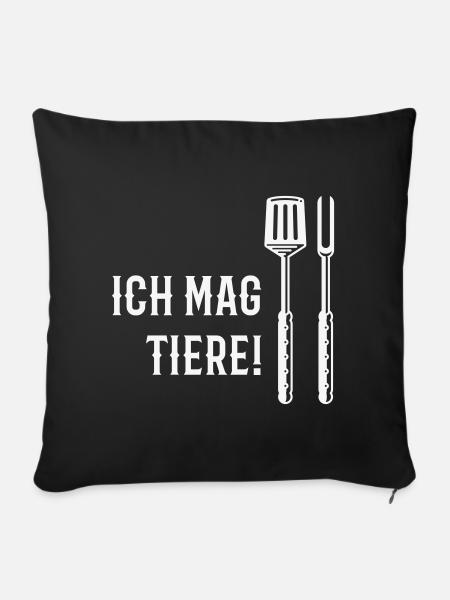 Ich Mag Tiere! (Grillbesteck / White) - Sofakissen mit Füllung 45 x 45 cm - Schwarz
