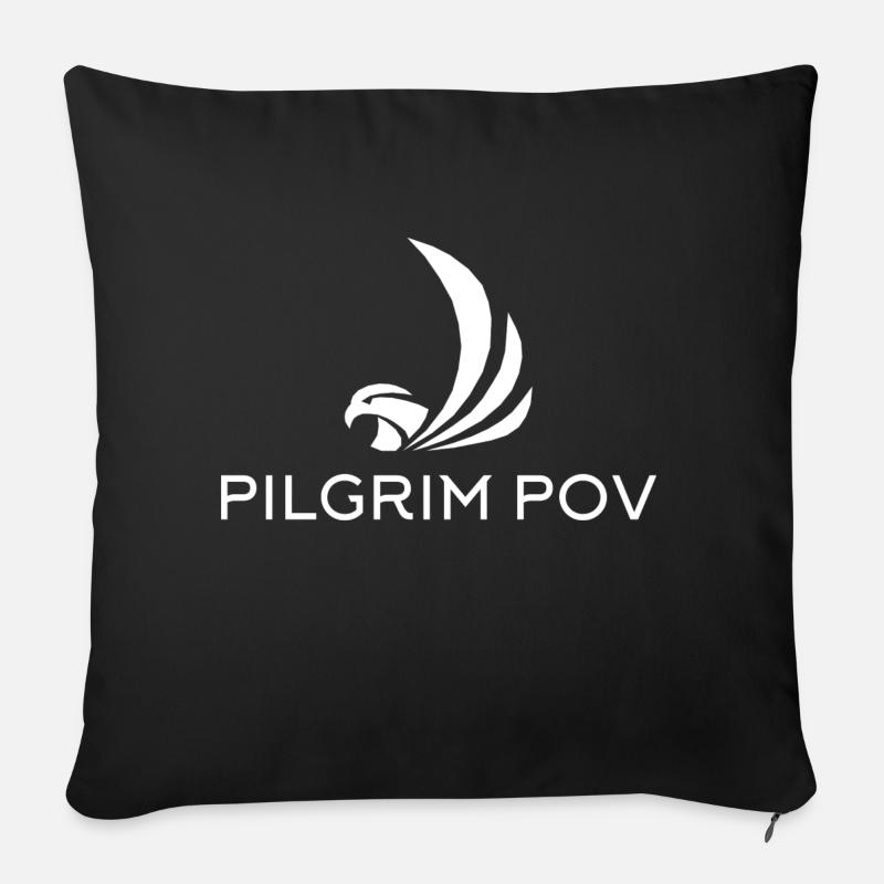 Logo blanc Pilgrim POV - Coussin et housse de 45 x 45 cm - noir