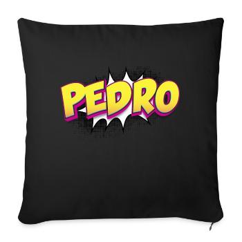 Pedro Custom Name Comic Book Style Pop Art, Pedro - Sofa pillow with filling 45cm x 45cm - black - Front