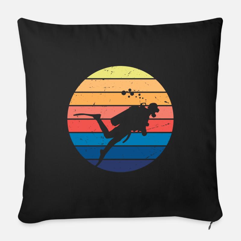 Retro Vibe Taucher - Sofakissen mit Füllung 45 x 45 cm - Schwarz