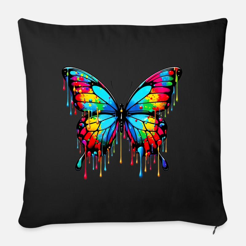 Schmetterling - Sofakissen mit Füllung 45 x 45 cm - Schwarz