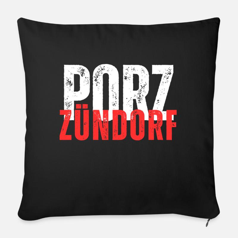 Zündorf blanc rouge - Coussin et housse de 45 x 45 cm - noir