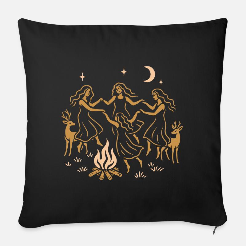 Witchy Summer - Mittsommer Tanz ums Feuer - Sofakissen mit Füllung 45 x 45 cm - Schwarz