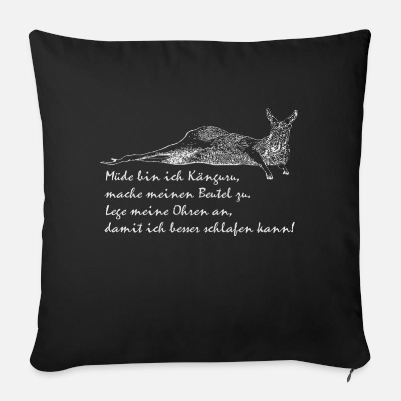 Müdes Känguru - Sofakissen mit Füllung 45 x 45 cm - Schwarz
