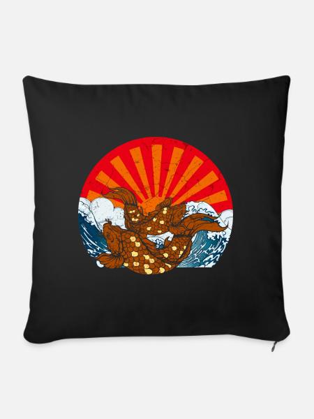 Japanische Kunst - Sofakissen mit Füllung 45 x 45 cm - Schwarz