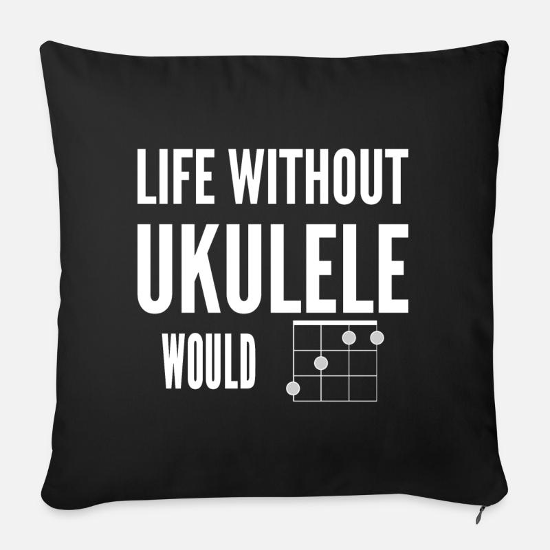 Life Without Ukulele Would Be Flat (Bb) Uke Joke - Sofa pillow with filling 45cm x 45cm - black