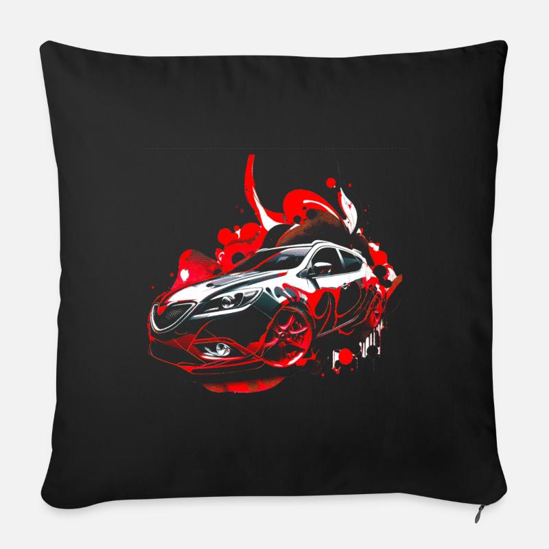Rot-schwarzer Sportwagen - Sofakissen mit Füllung 45 x 45 cm - Schwarz