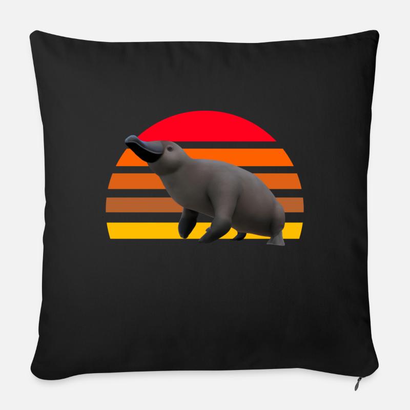 Niedliche Platypus Illustration - Sofakissen mit Füllung 45 x 45 cm - Schwarz