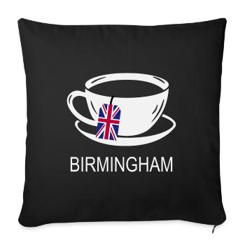 Birmingham Tea Cup UK Flag Teabag - Sofa pillow with filling 45cm x 45cm - black - Front