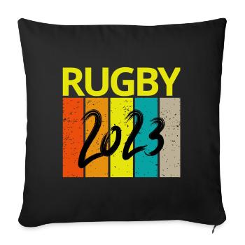rugby, rugby sport, rugby fan, rugby 2023 - Sofa pillow with filling 45cm x 45cm - black - Front