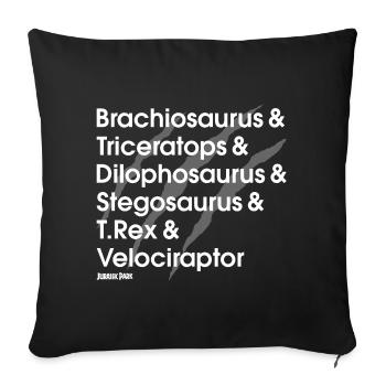 Jurassic Park Dinosaurier Namen Weiß - Sofakissen mit Füllung 45 x 45 cm - Schwarz - Vorne