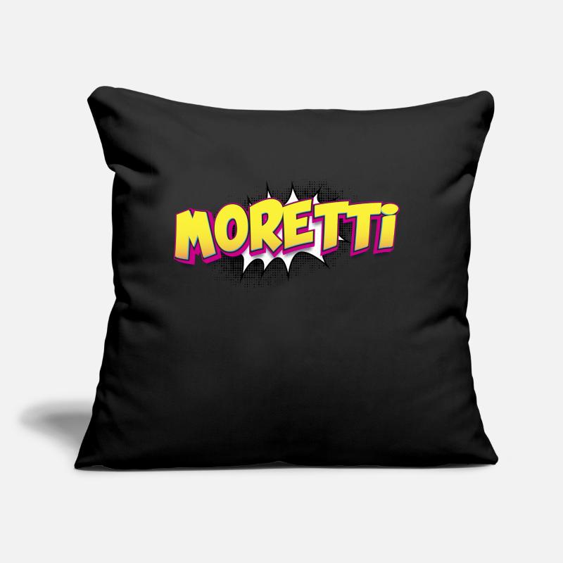 Moretti benutzerdefinierter Name Comic-Buch-Stil Pop-Art, Sofakissen mit Füllung 45 x 45 cm