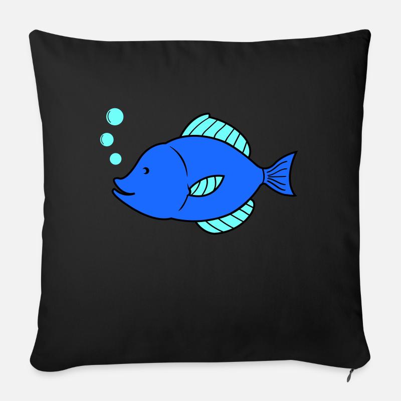 fisch comic - Sofakissen mit Füllung 45 x 45 cm - Schwarz