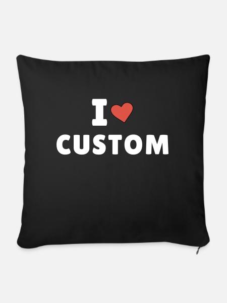J’aime chemise personnalisée, cadeau personnalisé de la Saint-Valentin - Coussin et housse de 45 x 45 cm - noir