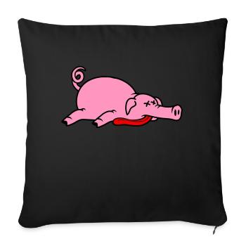 Grillon de porc mort inconscient mangeant de la viande - Coussin et housse de 45 x 45 cm - noir - Devant