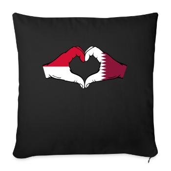 Monaco Qatar Flag Hand Heart Shape - Sofa pillow with filling 45cm x 45cm - black - Front