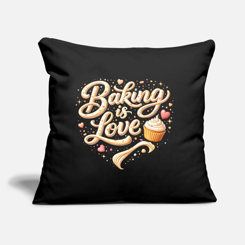 Baking is Love Baking Saying Design Sofa pillow with filling 45cm x 45cm