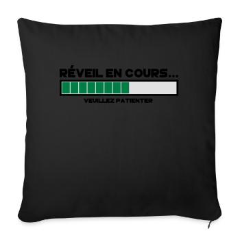 motif réveil en cours - Coussin et housse de 45 x 45 cm - noir - Devant