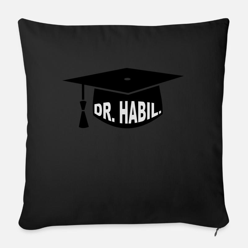 Doktor - Geschenk - Doktorhut - Habilitation - Sofakissen mit Füllung 45 x 45 cm - Schwarz