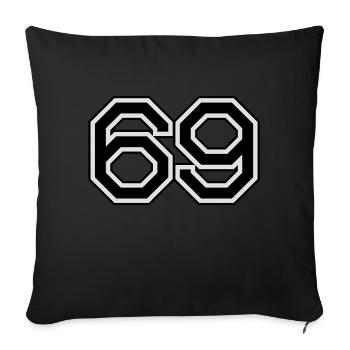 Year 69 - Sofa pillow with filling 45cm x 45cm - black - Front