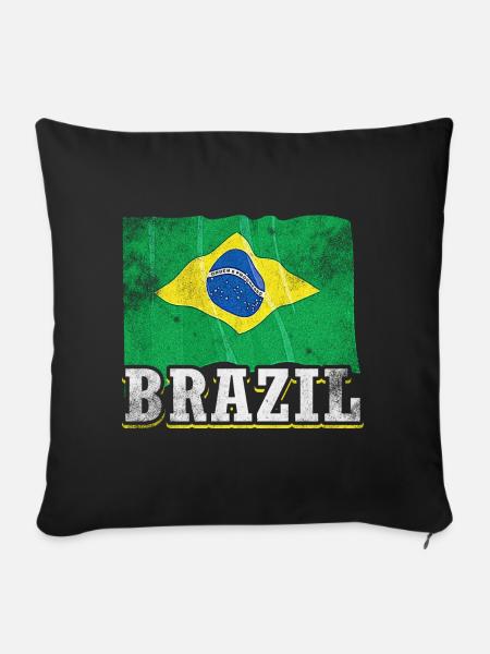 Brasilien Flagge - Sofakissen mit Füllung 45 x 45 cm - Schwarz