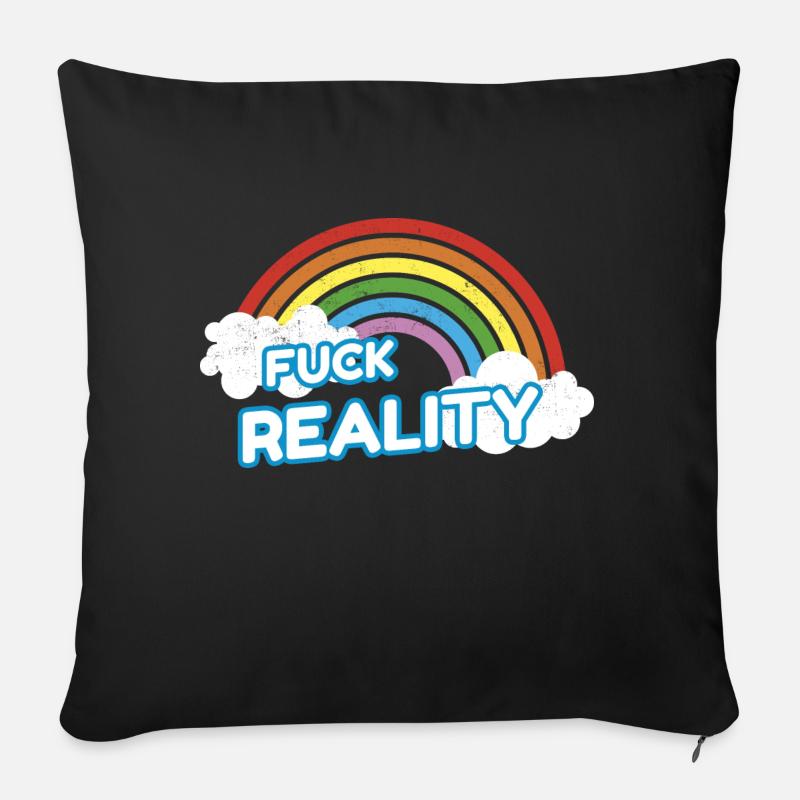 Fuck Reality Rainbow Pride - Coussin et housse de 45 x 45 cm - noir