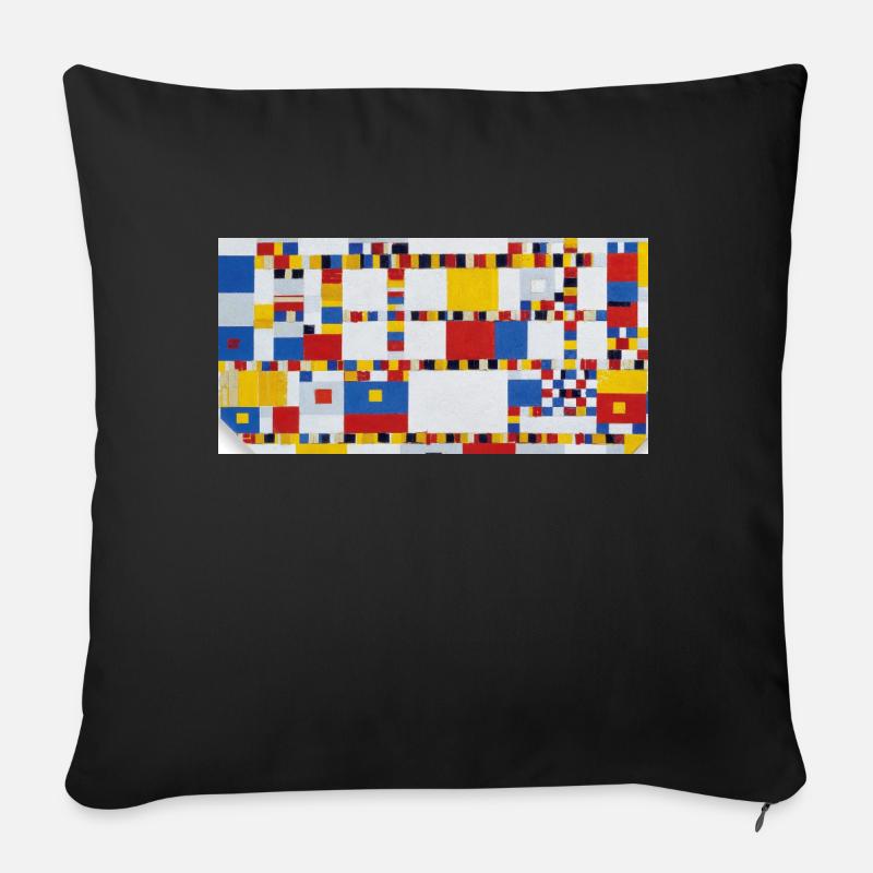 Mondriaan Victory Boogie Woogie - Coussin et housse de 45 x 45 cm - noir