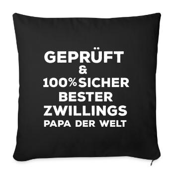 Bester Zwillingspapa Zwillingsvater Zwillinge - Sofakissen mit Füllung 45 x 45 cm - Schwarz - Vorne