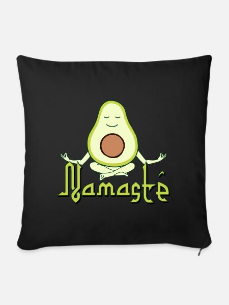 Namasté - meditierende liebe Avocado - Sofakissen mit Füllung 45 x 45 cm - Schwarz