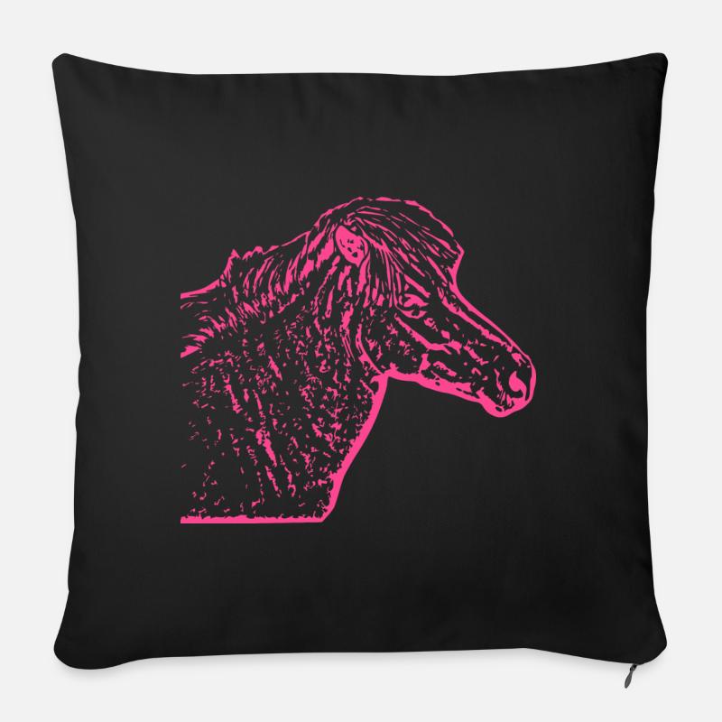 Pferd rosa pink - Sofakissen mit Füllung 45 x 45 cm - Schwarz