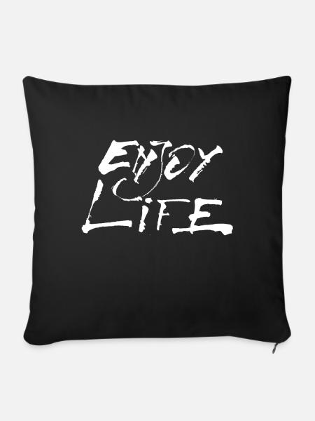 Enjoy Life weiss - Sofakissen mit Füllung 45 x 45 cm - Schwarz