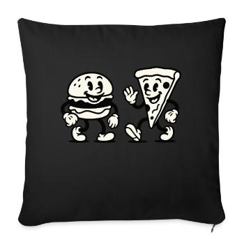 burger pizza comic - Sofakissen mit Füllung 45 x 45 cm - Schwarz - Vorne