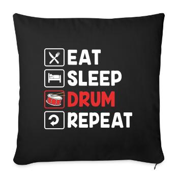 Batteries, batteurs, baguettes - Coussin et housse de 45 x 45 cm - noir - Devant