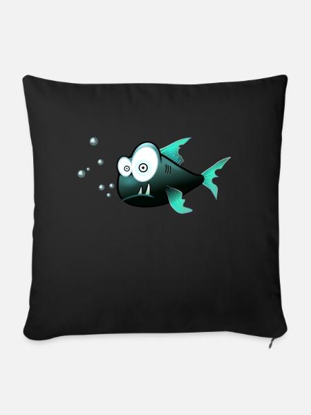 Verwirrter Fisch - Sofakissen mit Füllung 45 x 45 cm - Schwarz
