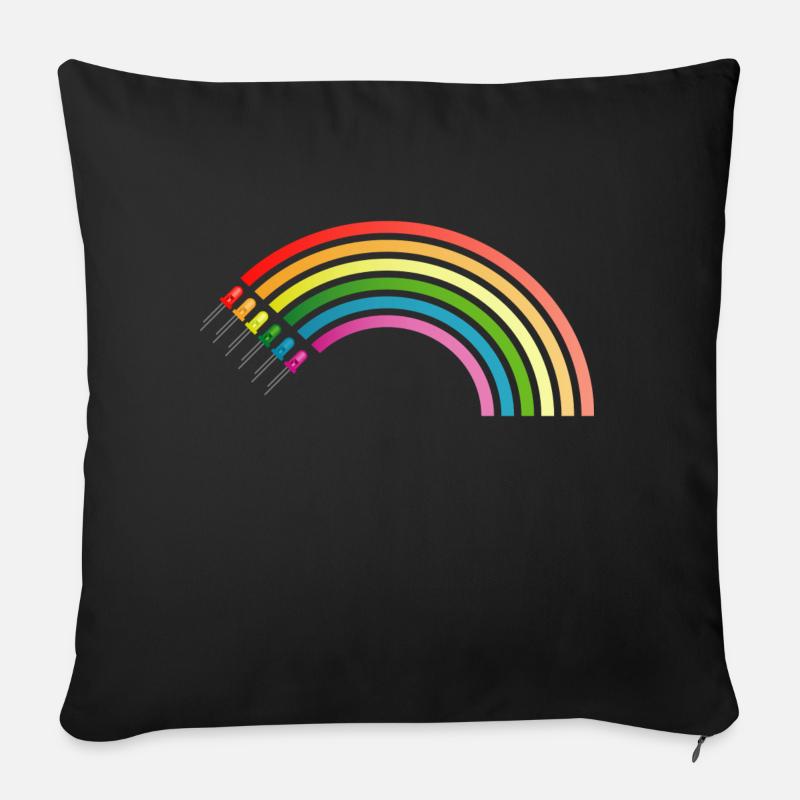 Regenbogen LED - Sofakissen mit Füllung 45 x 45 cm - Schwarz