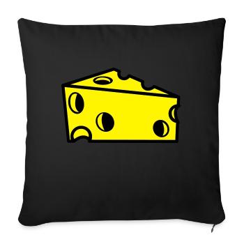 fromage suisse en tranches avec des trous - Coussin et housse de 45 x 45 cm - noir - Devant