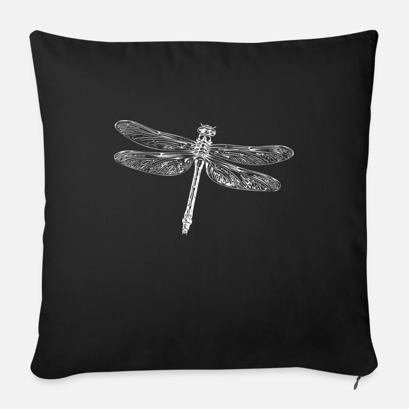 Fliegende Libelle - Sofakissen mit Füllung 45 x 45 cm - Schwarz